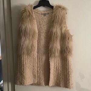 Guess Los Angeles Faux Fur Vest Women's Tan Size M Pre-owned